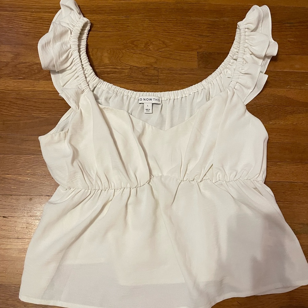 Cream Ruffled Smocked Blouse - Picture 3 of 4